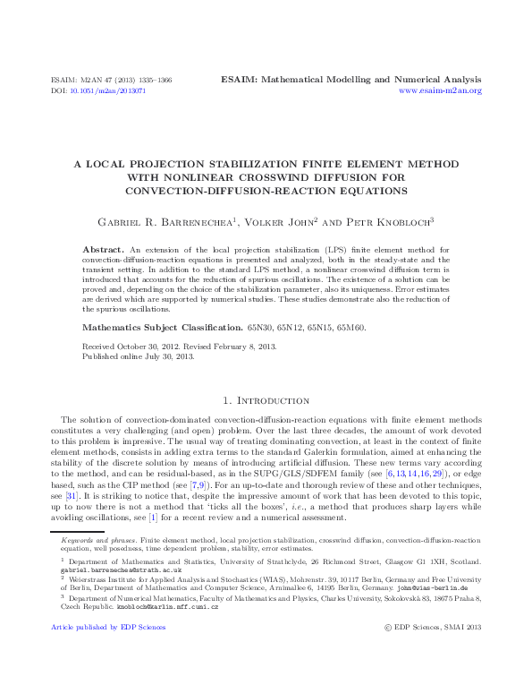 (PDF) A local projection stabilization finite element method with ...