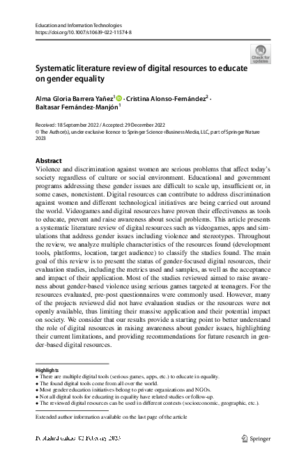 (PDF) Systematic literature review of digital resources to educate on ...