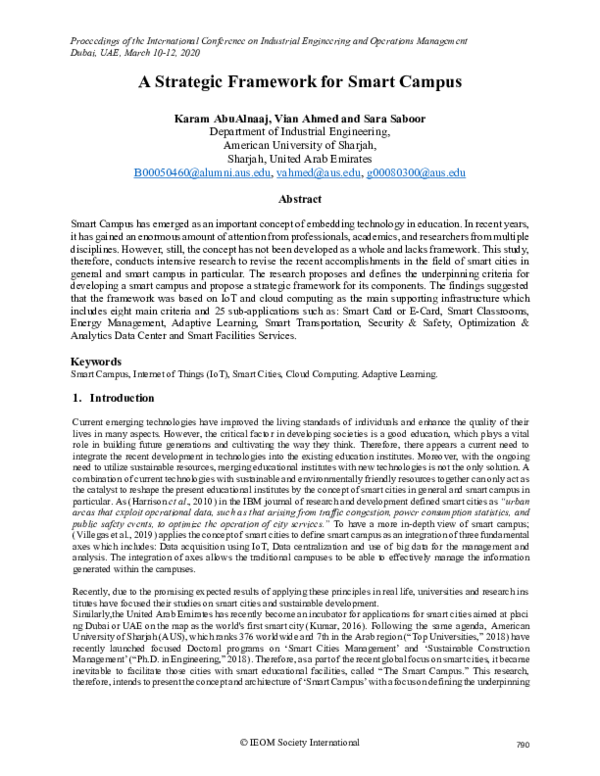 (PDF) A Strategic Framework for Smart Campus