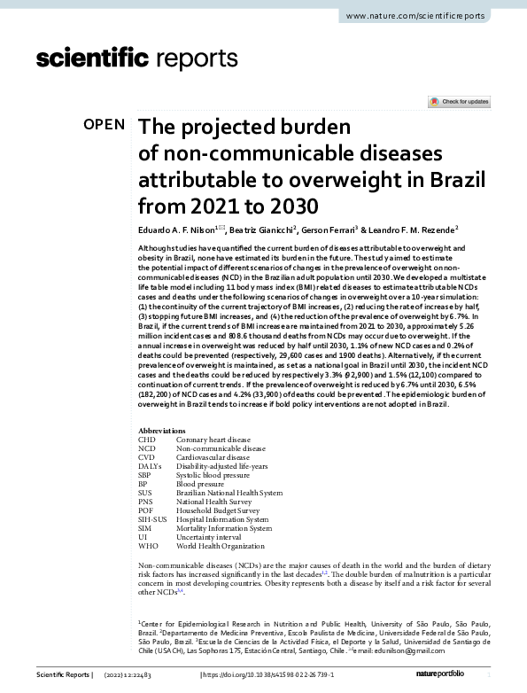 (PDF) The projected burden of non-communicable diseases attributable to ...