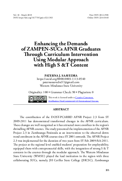 (PDF) Enhancing the Demands of ZAMPEN-SUCs AFNR Graduates Through ...