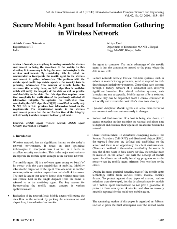 (PDF) Secure Mobile Agent Based Information Gathering In Wireless Network