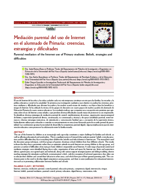 (PDF) Parental mediation of the Internet use of Primary students ...