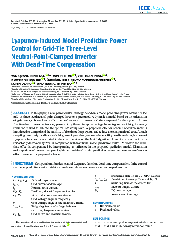 (PDF) Lyapunov-Induced Model Predictive Power Control for Grid-Tie ...