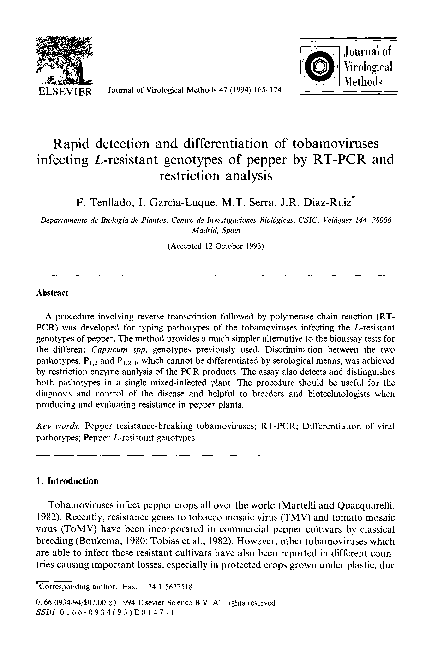 (PDF) Rapid detection and differentiation of tobamoviruses infecting L ...