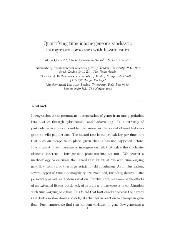 (PDF) Quantifying time-inhomogeneous stochastic introgression processes ...