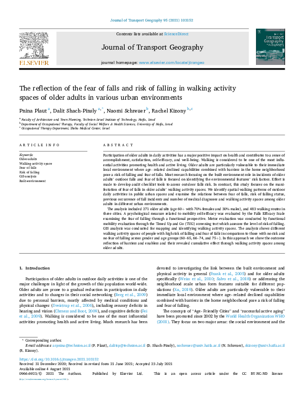 (PDF) The reflection of the fear of falls and risk of falling in ...