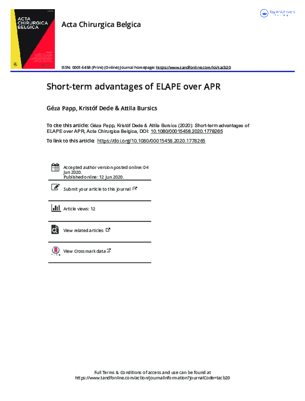 (PDF) Short-term advantages of ELAPE over APR