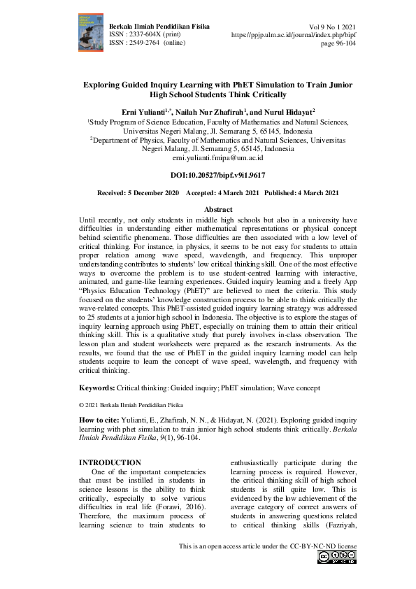 (PDF) Exploring Guided Inquiry Learning with PhET Simulation to Train ...
