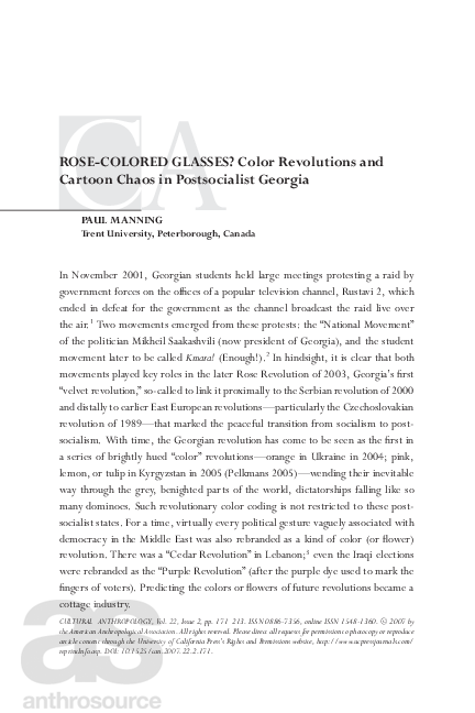 (PDF) ROSE-COLORED GLASSES? Color Revolutions and Cartoon Chaos in ...