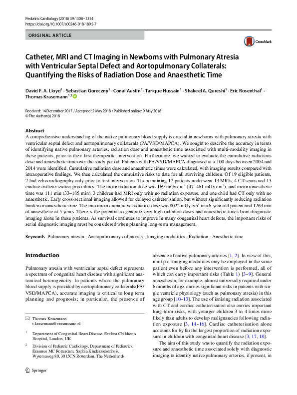 (PDF) Catheter, MRI and CT Imaging in Newborns with Pulmonary Atresia ...