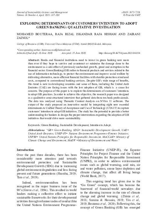 (PDF) Exploring Determinants of Customers’ Intention to Adopt Green ...