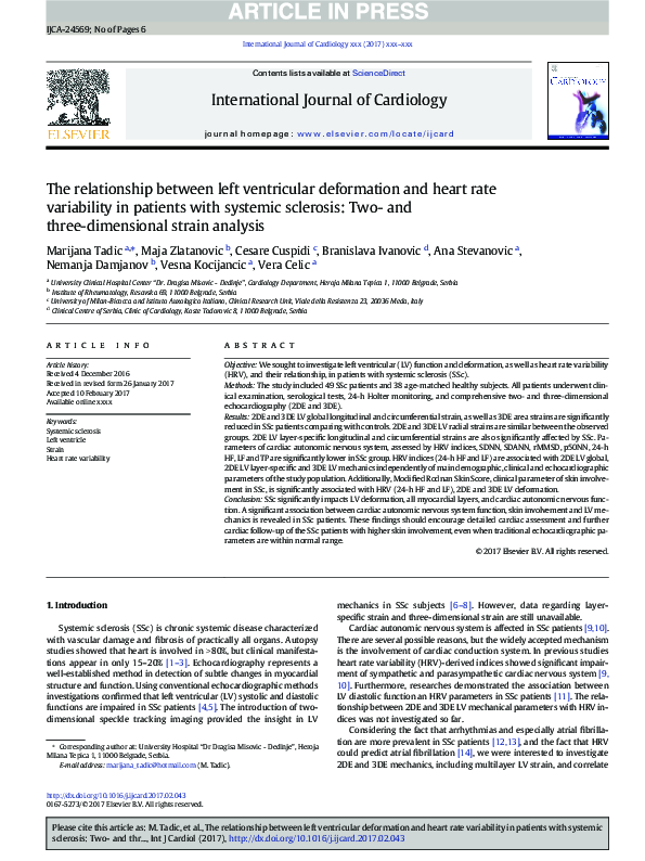 (PDF) The relationship between left ventricular deformation and ...
