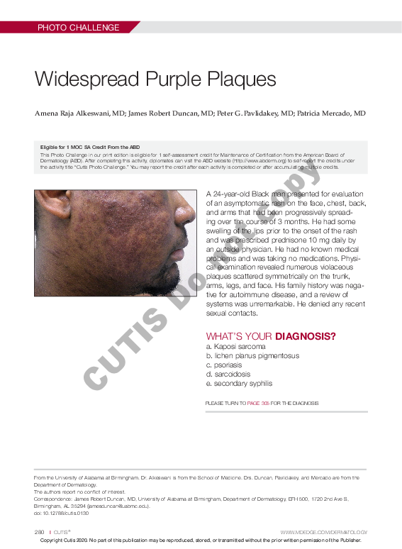 (PDF) Widespread Purple Plaques