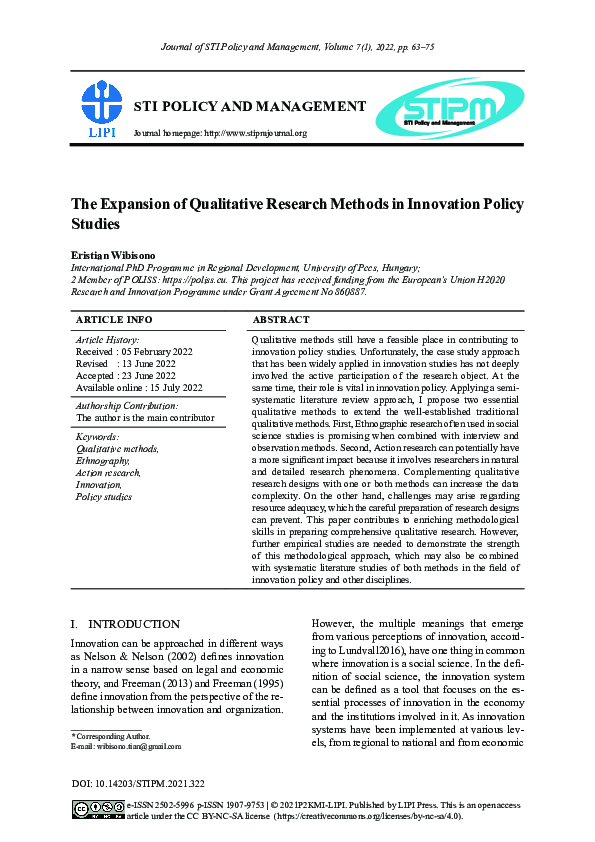 (PDF) The Expansion of Qualitative Research Methods in Innovation ...