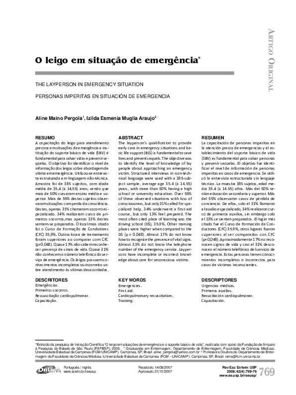 (PDF) O leigo em situação de emergência