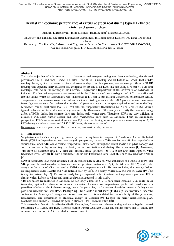 (PDF) Thermal and economic performance of extensive green roof during ...