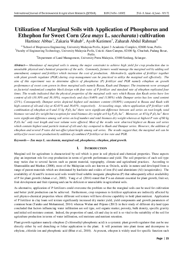 (PDF) Utilization of Marginal Soils with Application of Phosphorus and ...