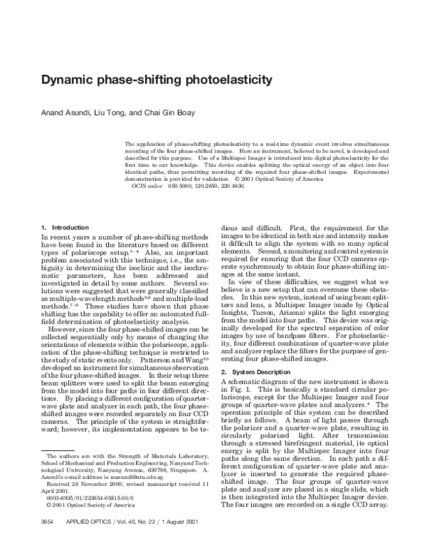 (PDF) Dynamic phase-shifting photoelasticity