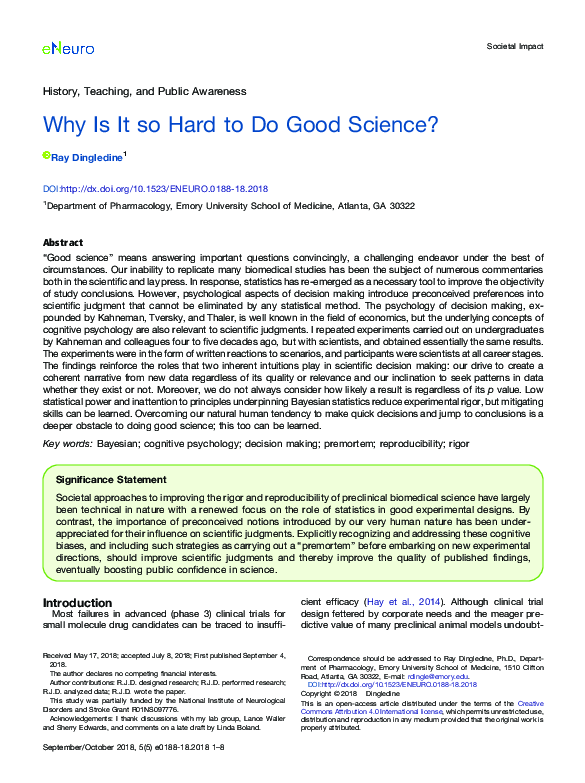 (PDF) Why Is It so Hard to Do Good Science?