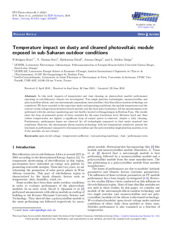 (PDF) Temperature impact on dusty and cleaned photovoltaic module ...