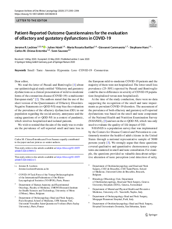 (PDF) Patient-Reported Outcome Questionnaires for the evaluation of ...