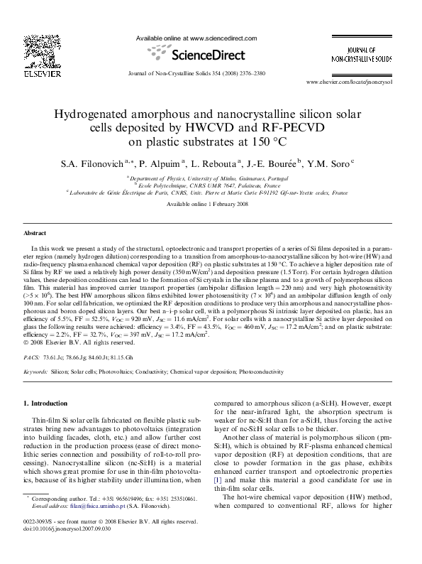 (PDF) Hydrogenated amorphous and nanocrystalline silicon solar cells ...