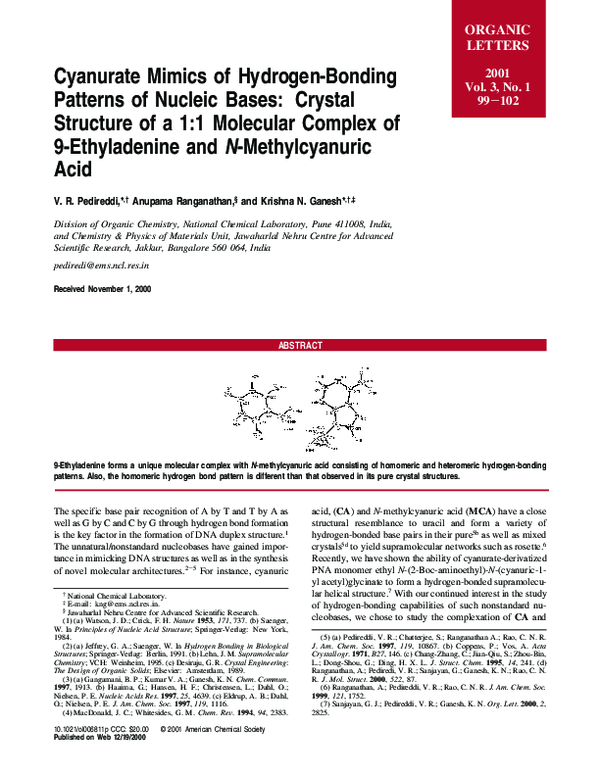 (PDF) Cyanurate Mimics of Hydrogen-Bonding Patterns of Nucleic Bases ...