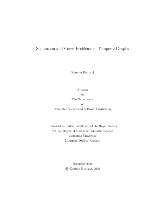 (PDF) Separation and Cover Problems in Temporal Graph
