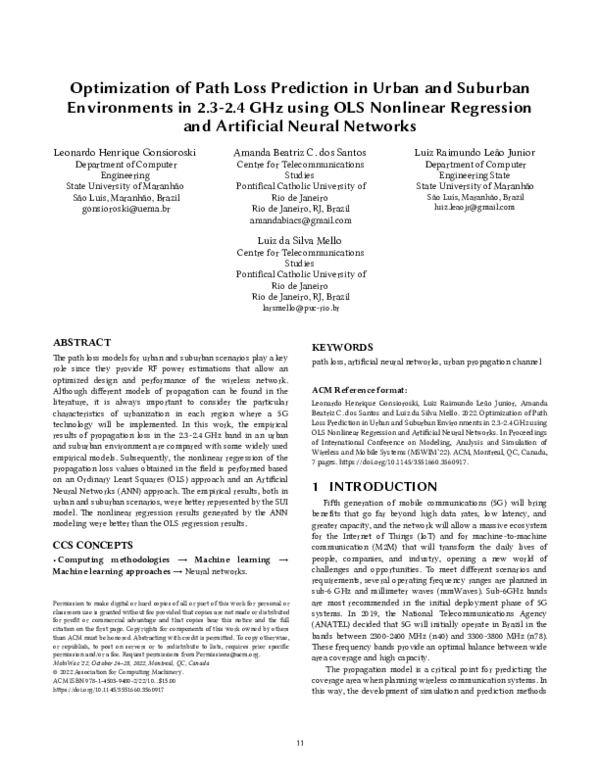 (PDF) Optimization of Path Loss Prediction in Urban and Suburban ...