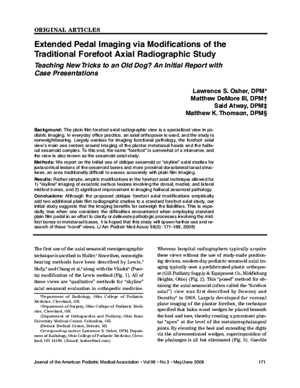 (PDF) Extended Pedal Imaging via Modifications of the Traditional