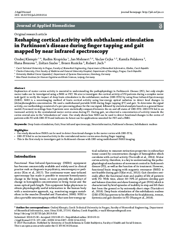 (PDF) Reshaping cortical activity with subthalamic stimulation in ...