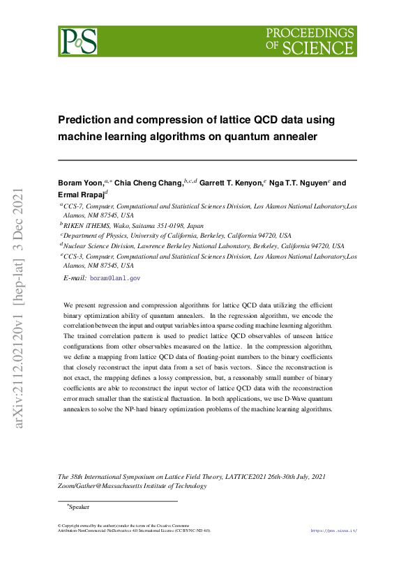 (PDF) Prediction and compression of lattice QCD data using machine ...