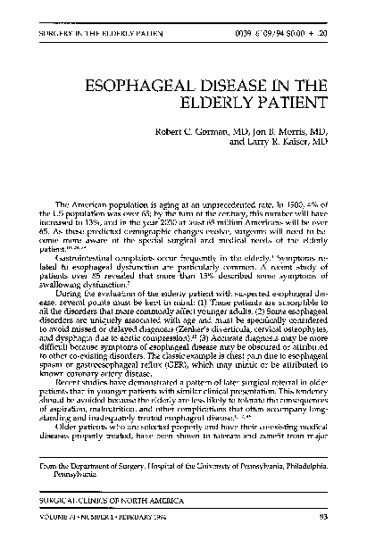 (PDF) Esophageal Disease in the Elderly Patient