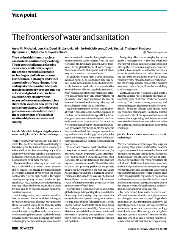 (PDF) The frontiers of water and sanitation