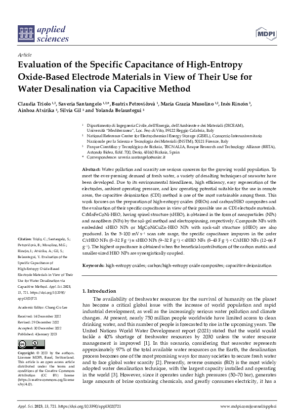 (PDF) Evaluation of the Specific Capacitance of High-Entropy Oxide ...