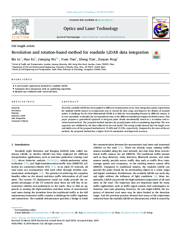 (PDF) Revolution and rotation-based method for roadside LiDAR data ...