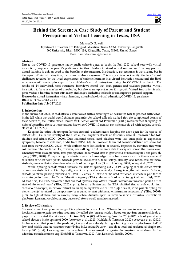 (PDF) Behind the Screen: A Case Study of Parent and Student Perceptions ...
