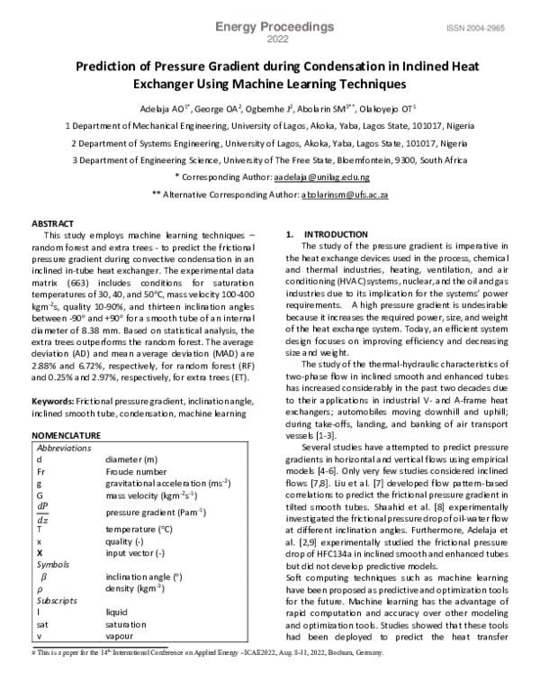 (PDF) Prediction of Pressure Gradient during Condensation in Inclined
