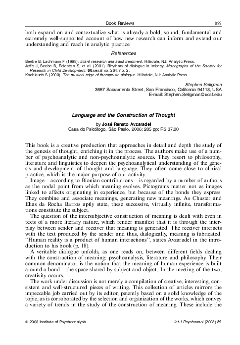 (PDF) Language and the Construction of Thought