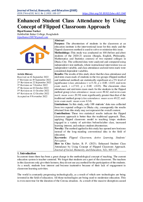 (PDF) Enhanced Student Class Attendance by Using Concept of Flipped ...