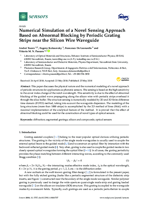(PDF) Numerical Simulation of a Novel Sensing Approach Based on ...