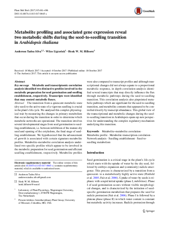 (PDF) Metabolite profiling and associated gene expression reveal two ...