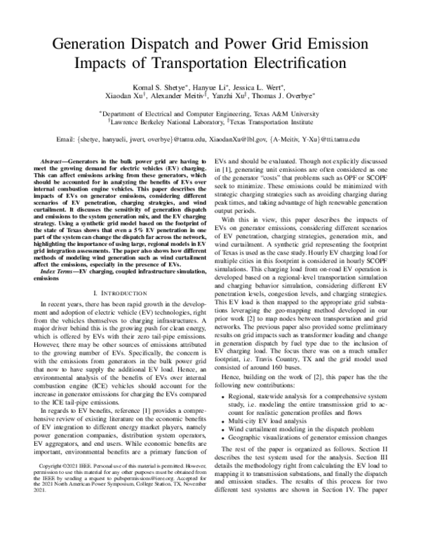 (PDF) Generation Dispatch and Power Grid Emission Impacts of ...