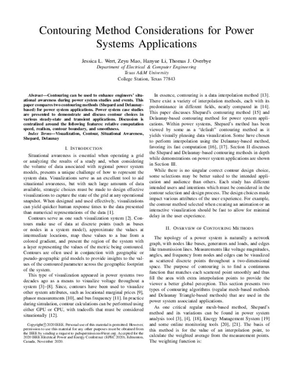 (PDF) Contouring Method Considerations for Power Systems Applications
