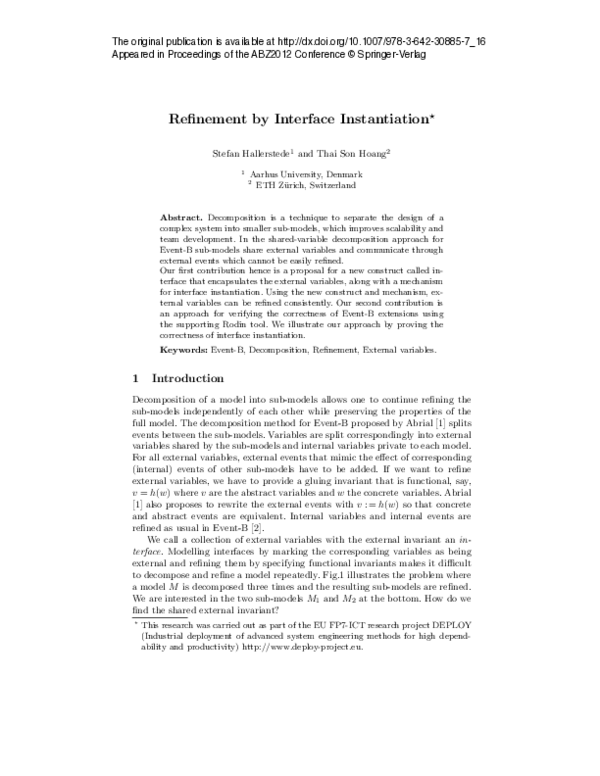 (PDF) Refinement by Interface Instantiation