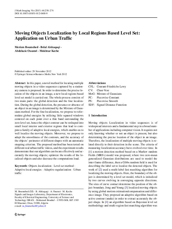 (PDF) Moving Objects Localization by Local Regions Based Level Set ...
