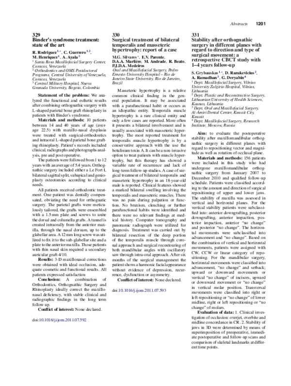 (PDF) Binder's syndrome treatment state of the art ROGER SICLLA