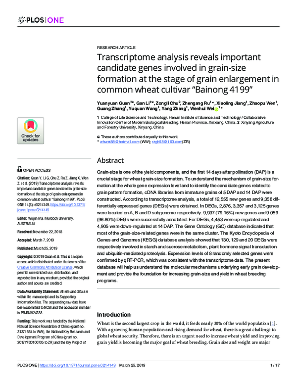 (PDF) Transcriptome analysis reveals important candidate genes involved ...