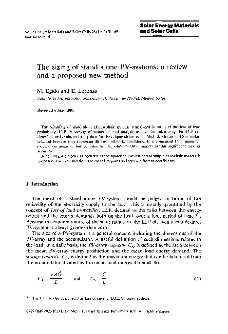 (PDF) The sizing of stand alone PV-system: A review and a proposed new ...